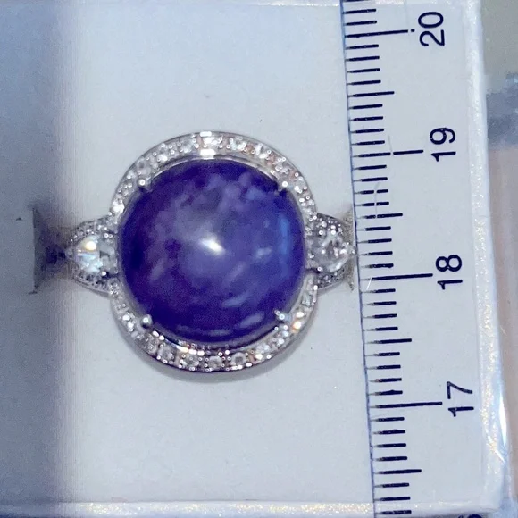 Siberian Charoite and White Topaz Ring - Picture 2 of 5